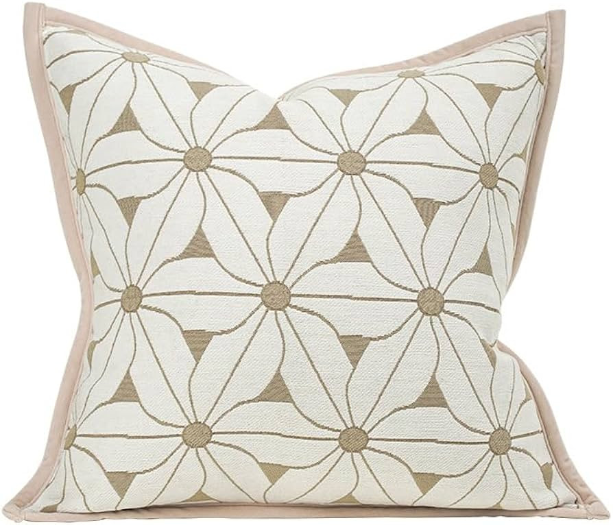 Croker Horse 18x18'' Inches Throw Pillow Cushion Cover - Beige Flower Pattern Luxury Modern Fashi... | Amazon (US)