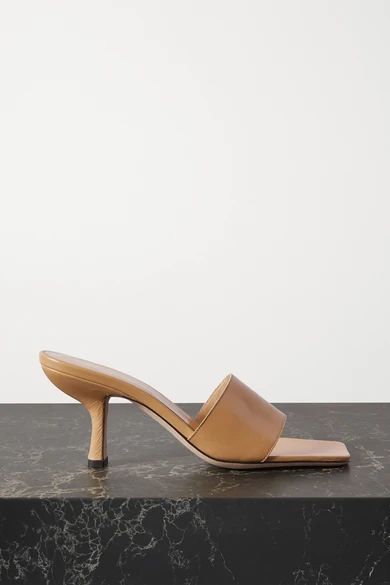 BY FAR - Dylan Leather Mules - Tan | NET-A-PORTER (US)