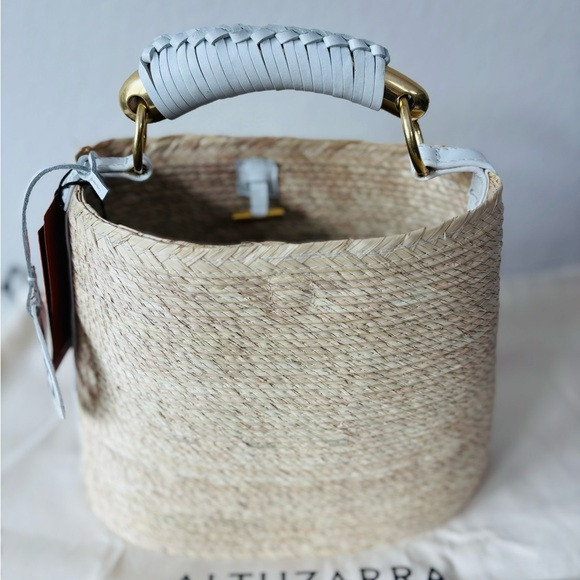 Altuzarra Watermill Straw Mini Tote with Metal Handle Natural/White NWT$545 | Poshmark