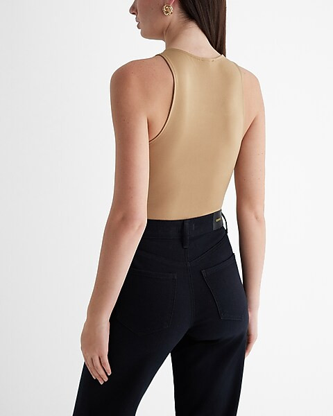 Body Contour Silky High Neck Thong Bodysuit | Express