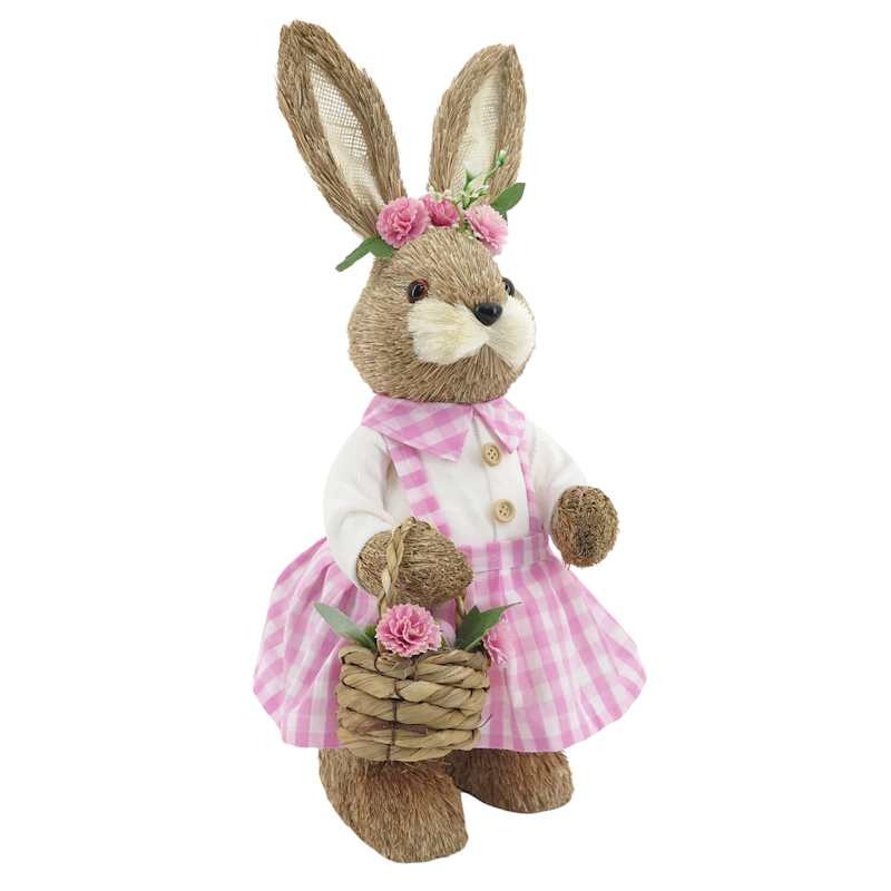 Homespun Easter Sisal Bunny with Basket, 20" | At Home