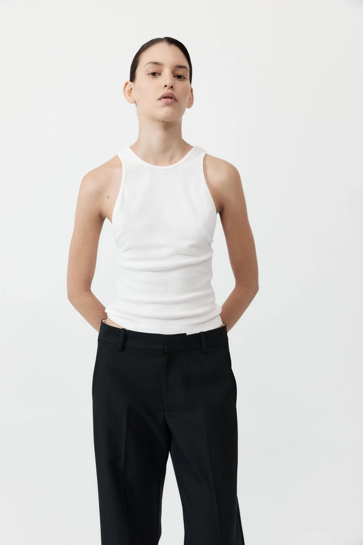 Organic Cotton V Back Tank - White | St. Agni (US, UK, EU)