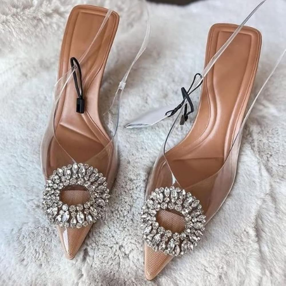 LvSenLin Women Summer Sandals High Heels Ladies Shoes PVC Transparent Rhiestone Elegant Party Wed... | Amazon (UK)