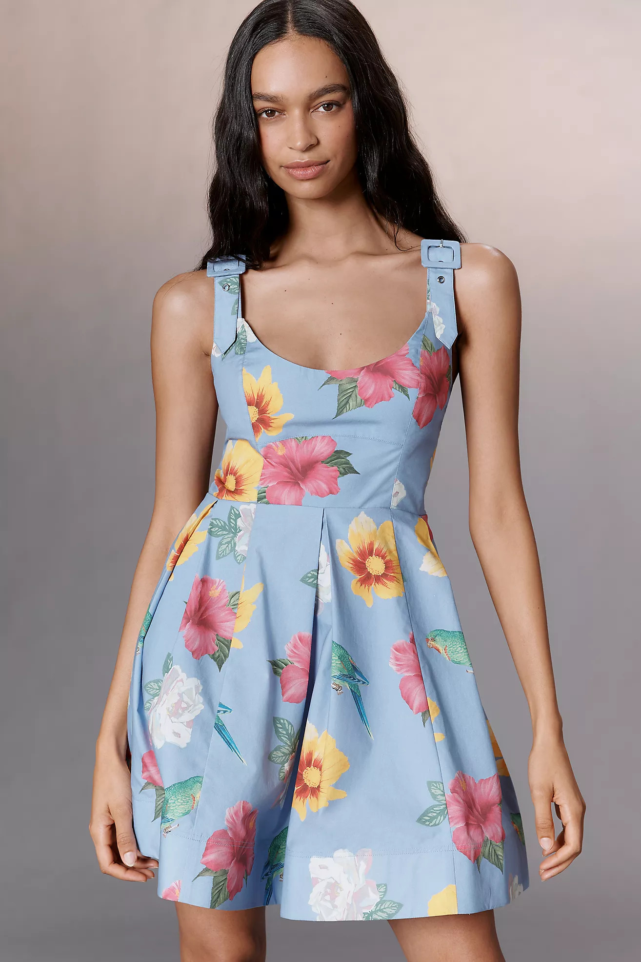 Maeve Scoop-Neck Printed Cotton Mini Dress | Anthropologie (US)