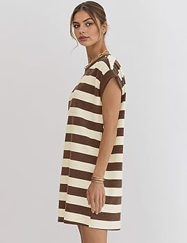 Naggoo Womens Summer Striped T Shirt Dress Crew Neck Cap Sleeve Color Block Casual A Line Short D... | Amazon (US)