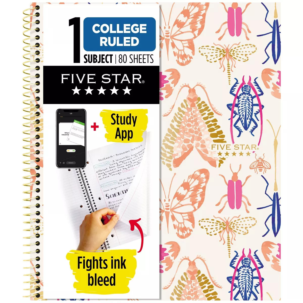 Five Star 80 Sheet College Ruled Notebook Nature Lover Bugs | Target