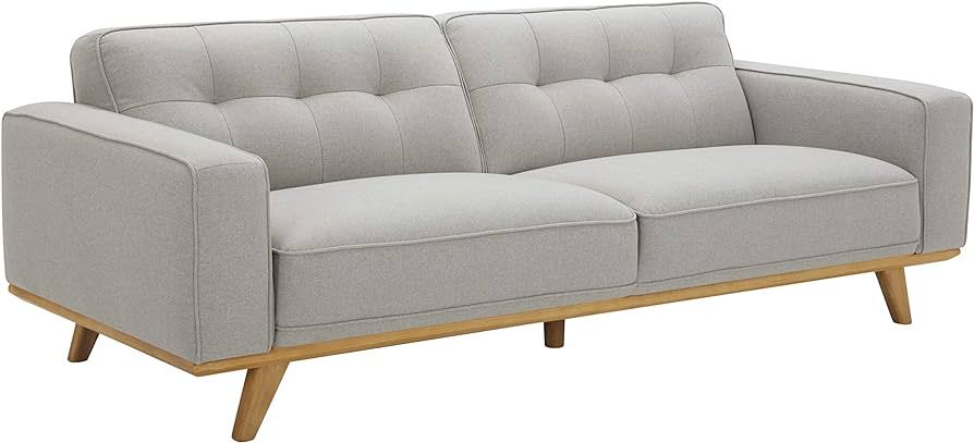 Amazon Brand – Rivet Bigelow Modern Sofa Couch with Wood Base, 89.4"W, Light Grey / Blonde | Amazon (US)