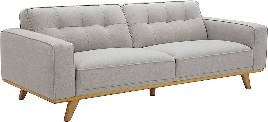 Amazon Brand – Rivet Bigelow Modern Sofa Couch with Wood Base, 89.4"W, Light Grey / Blonde | Amazon (US)