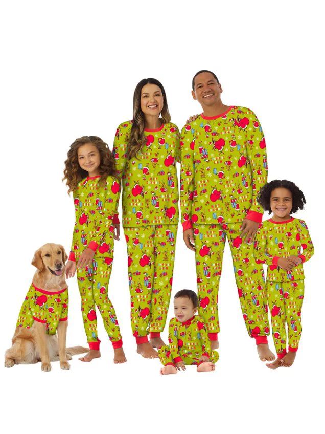 Dr. Seuss Grinch Matching Family Sleepwear Women's & Women's Plus Long Sleeve Top and Pants, 2-Pi... | Walmart (US)