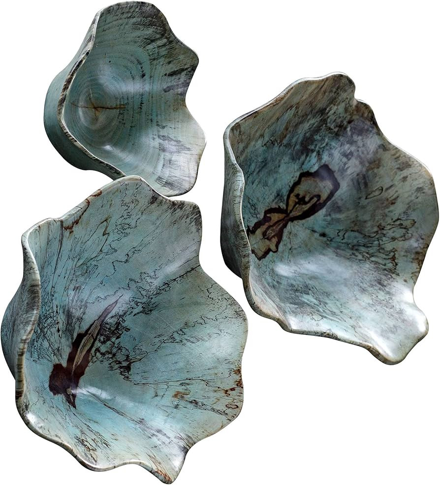 Uttermost Teo 3-Piece Caribbean Blue Wood Wall Art Set | Amazon (US)