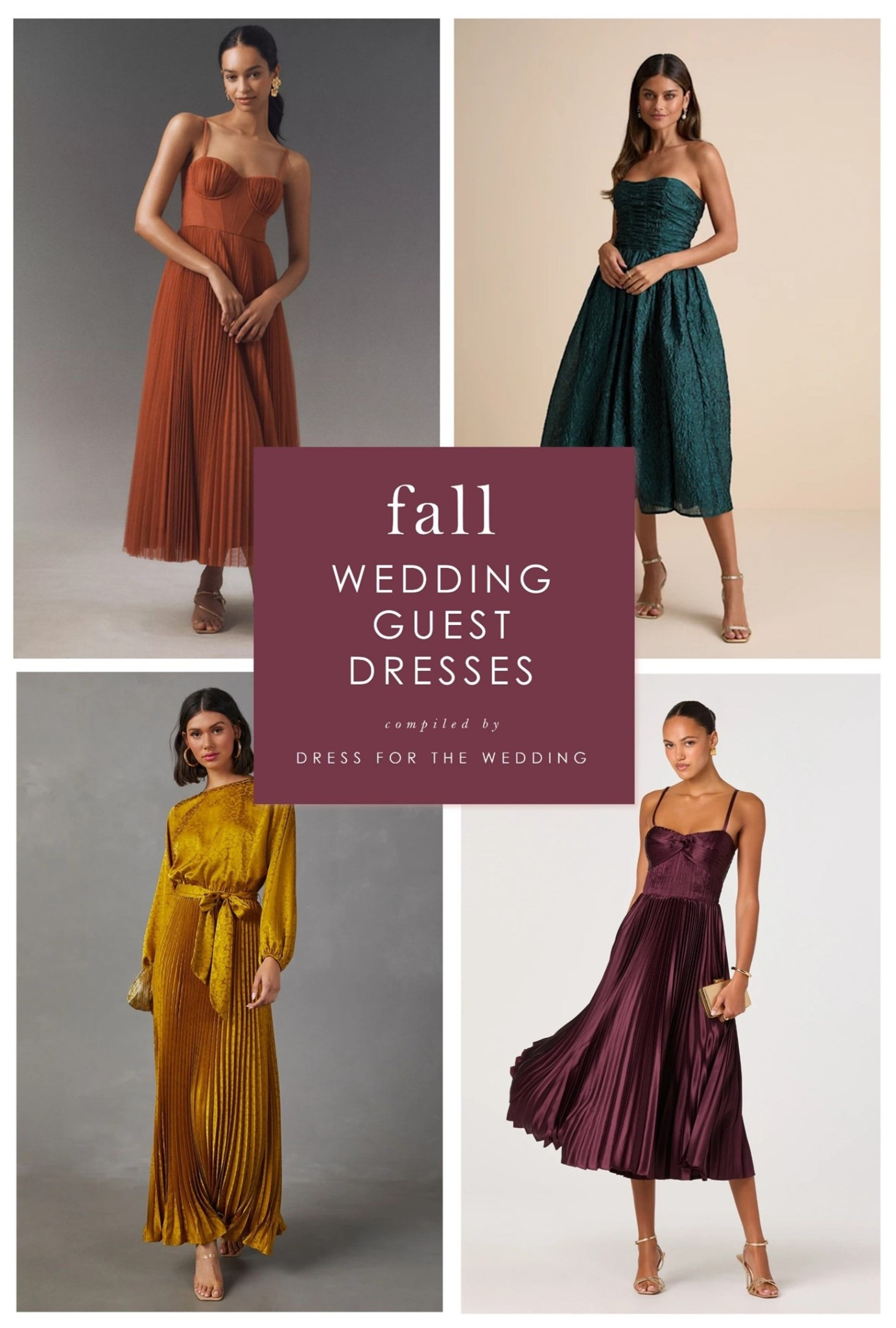 New dress picks for Fall 2025 weddings 
Fall wedding guest dress 
Midi dress 
Tulle dress 
Pleated dress 
Cocktail dress 
Maxi dress 
Long dress with sleeves 
Semi formal dress for a wedding 
Formal dress for a wedding 
Cocktail attire 
Green dress 
Emerald green dress 
Rust dress 
Copper dress 
Purple dress 
Gold dress 
Follow Dress for the Wedding for more! wedding guest dresses, bridesmaid dresses, wedding dresses, mother of the bride dresses, cute outfits, affordable dresses, dresses under 100. 

#LTKMidsize #LTKWedding #LTKSeasonal
