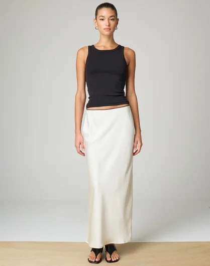 Satin Picot Trim Maxi Skirt | Glassons (Australia)