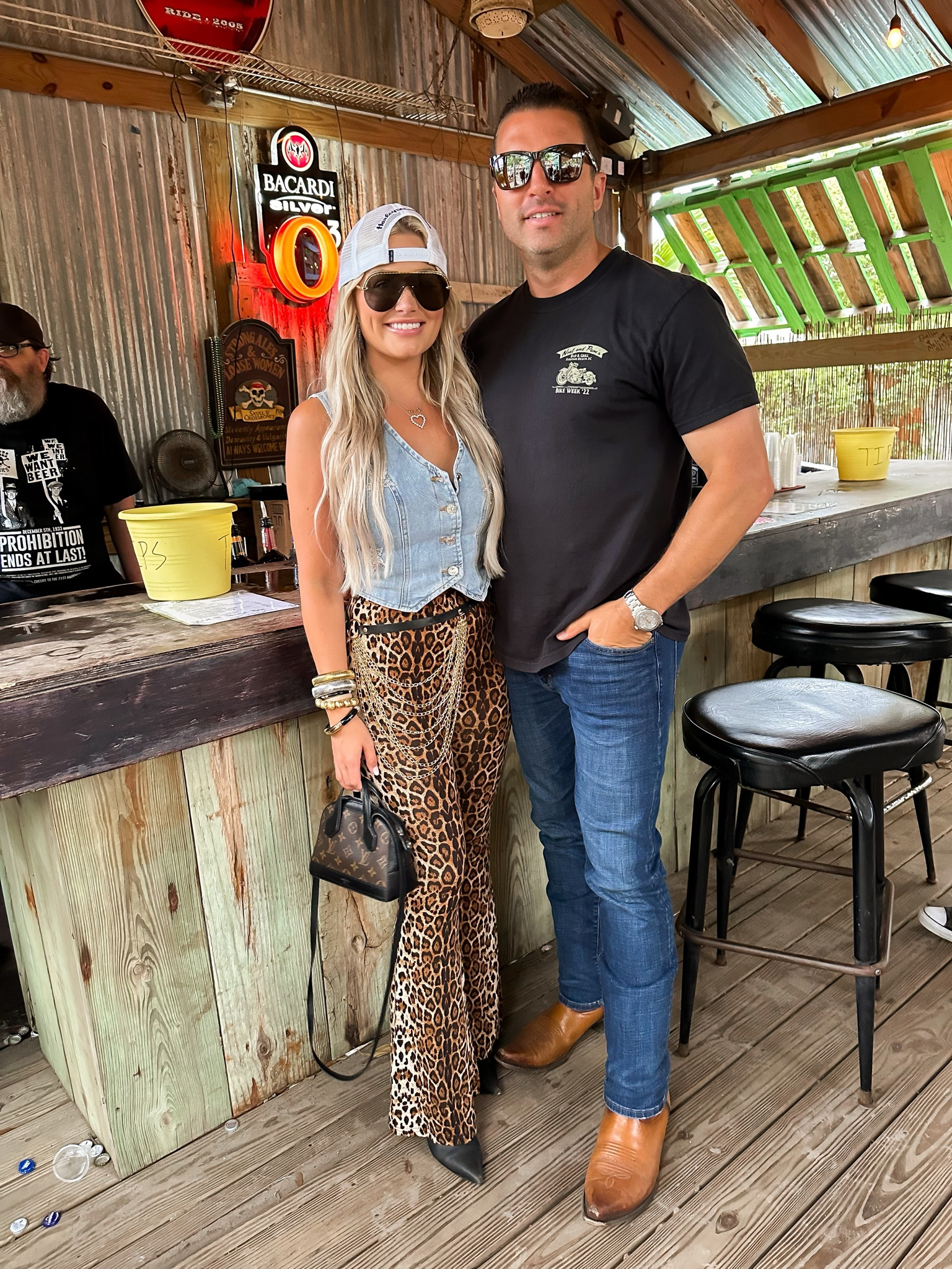 Fall Harley Davidson bike week outfits. Amazon style - leopard flare pants, denim vest style 

#LTKFestival #LTKFindsUnder100 #LTKFindsUnder50