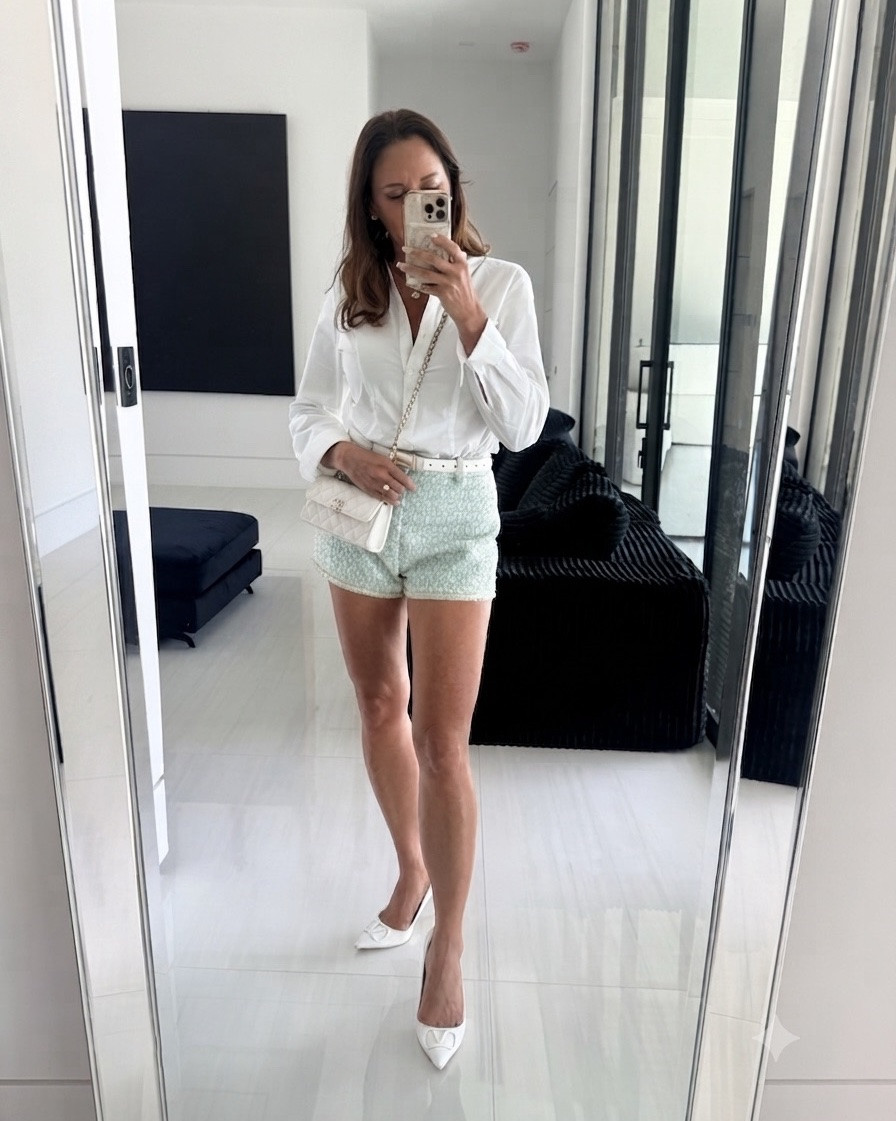 Obsessed with these tweed shorts!

#LTKootd #LTKSaleAlert #LTKOver40
