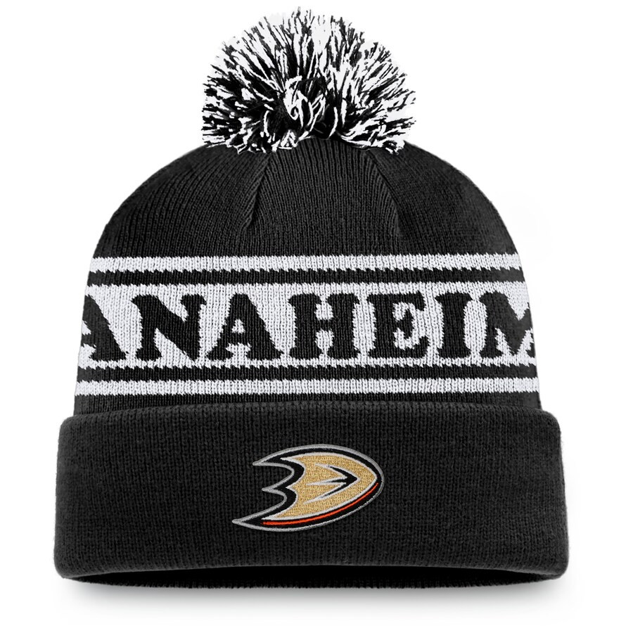 Men's Anaheim Ducks Fanatics Black Vintage Sport Resort Cuffed Knit Hat with Pom | NHL Shop