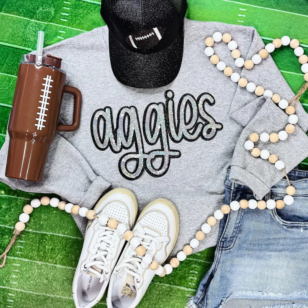 Aggies Sequin Mascot Sweatshirt - Silver Aggies - Etsy | Etsy (US)