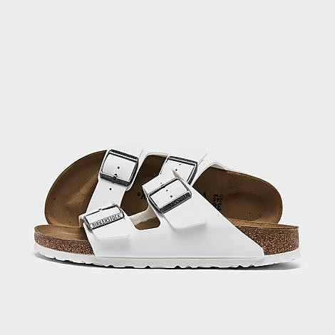 Birkenstock Women's Arizona Birkibuc Sandals in White/White Size 10.0 Leather/Suede | Finish Line (US)