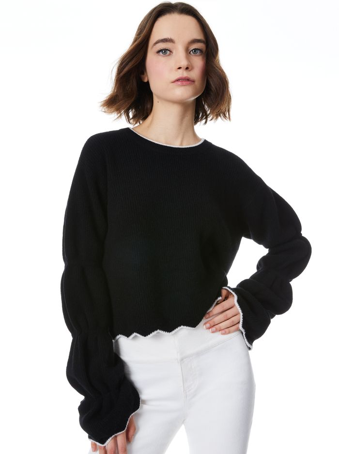 FOSS PUFF SLEEVE CROPPED PULLOVER | Alice + Olivia