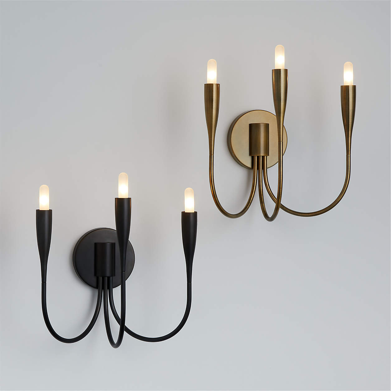 Iiona Brass Candelabra Wall Sconce Light + Reviews | Crate & Barrel | Crate & Barrel