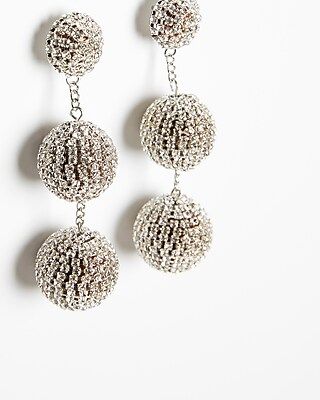 Express Womens Linear Pave Ball Drop Earrings Silver | Express