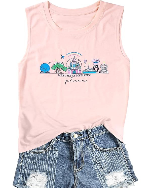 FASHGL Magic Kingdom Tank Top for Women May The Magic Be with You Tank Tops Summer Vacation Sleev... | Amazon (US)