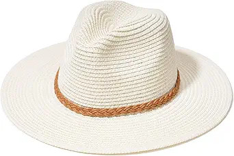 accsa Panama Straw Hat for Women Stylish Wide Brim Sun Hat Summer Beach Hat UPF 50+ | Amazon (US)
