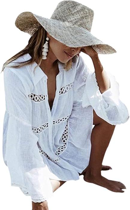 Women's Beachwear Bikini Swimwear Beach Club Sexy Lace Cover up Blouse Skirt Bathing Dress Suit (... | Amazon (US)