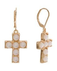 Gold Mother Of Pearl Cross Earrings | TJ Maxx