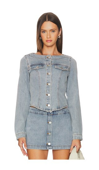 Amanda Uprichard Scorpio Longsleeve Top in Blue. - size S | Revolve Clothing (Global)