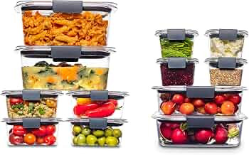 Rubbermaid Brilliance BPA Free Food Storage Containers with Lids, Airtight, for Lunch, Meal Prep,... | Amazon (US)