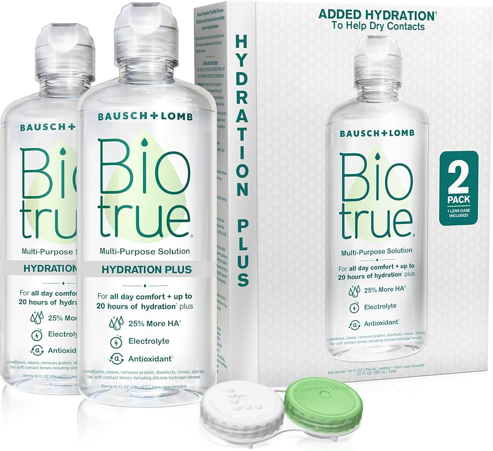 Biotrue Hydration Plus Contact Lens Solution, Multi-Purpose Solution for Soft Contact Lenses, Len... | Amazon (US)