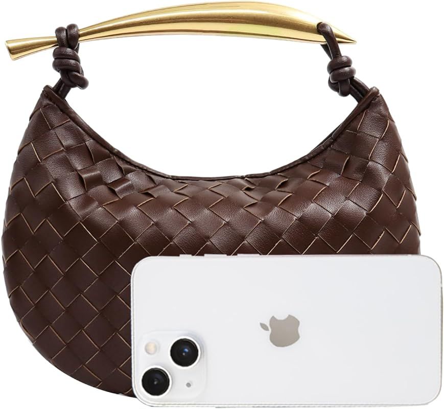 Woven Leather Hobe Dumpling Bag Dinner Handbag For Women Purse Hobo Bag Knotted Woven Summer Clut... | Amazon (US)
