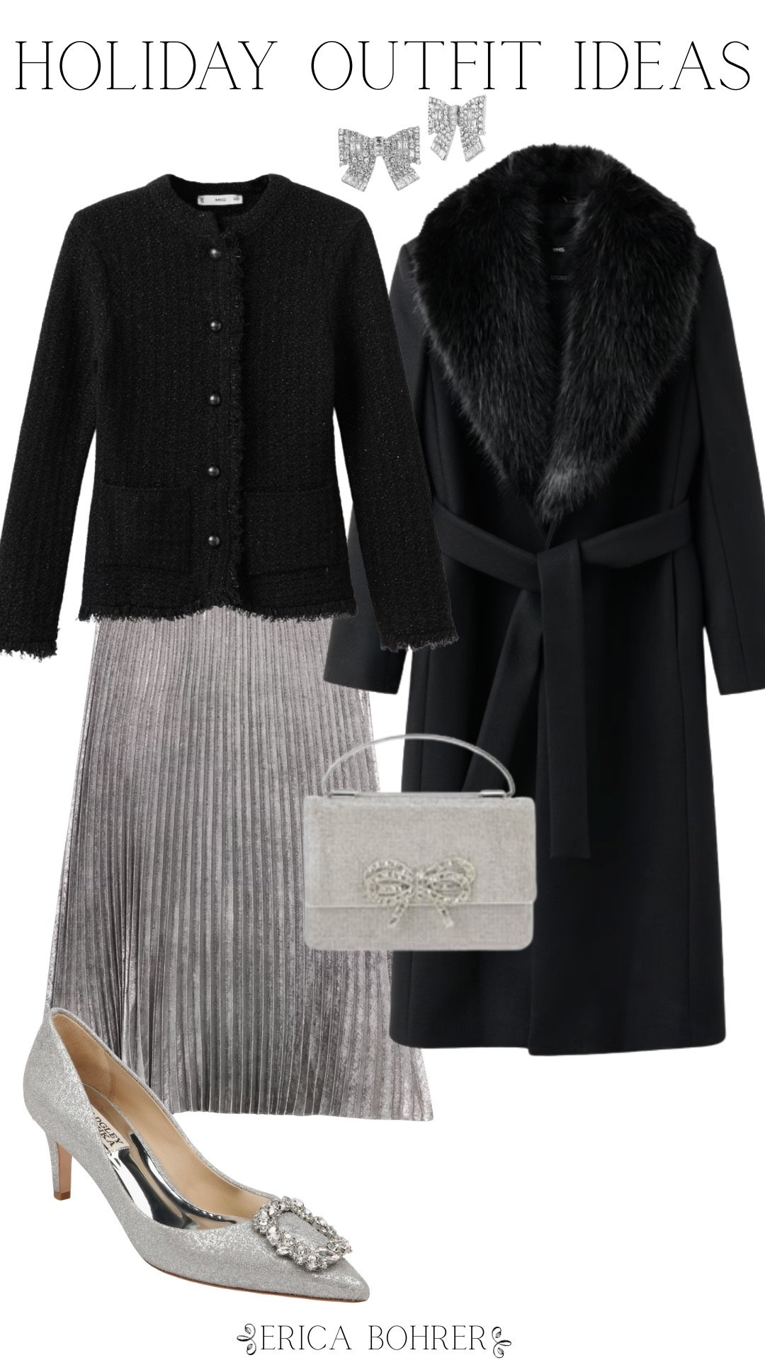Holiday outfit, New Year’s Eve outfit idea.  Whitehouse Black Market Skirt and Mango Coat. 

#LTKSaleAlert #LTKHoliday