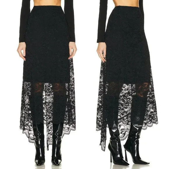 NEW PACO RABANNE Lace Midi Skirt in Black High Waisted 36 / 4 | Poshmark