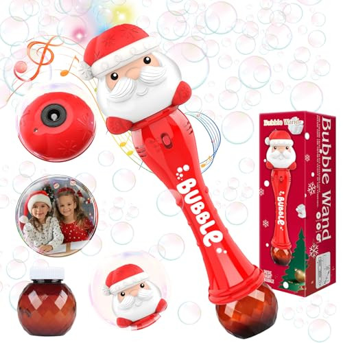 Christmas Bubble Wand for Kids, Automatic Bubble Machine with Light up LED and Musi, Bubble Blower Wand Toy with Bubble Solution, Xmas Party Bubble Toys Gift for Toddlers Santa Claus Bubble Makers | Amazon (US)