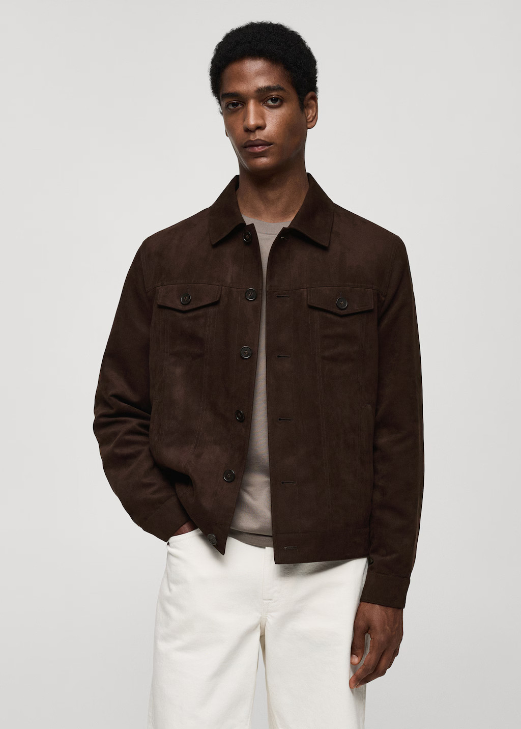 Suede-effect jacket with pockets | MANGO (US)