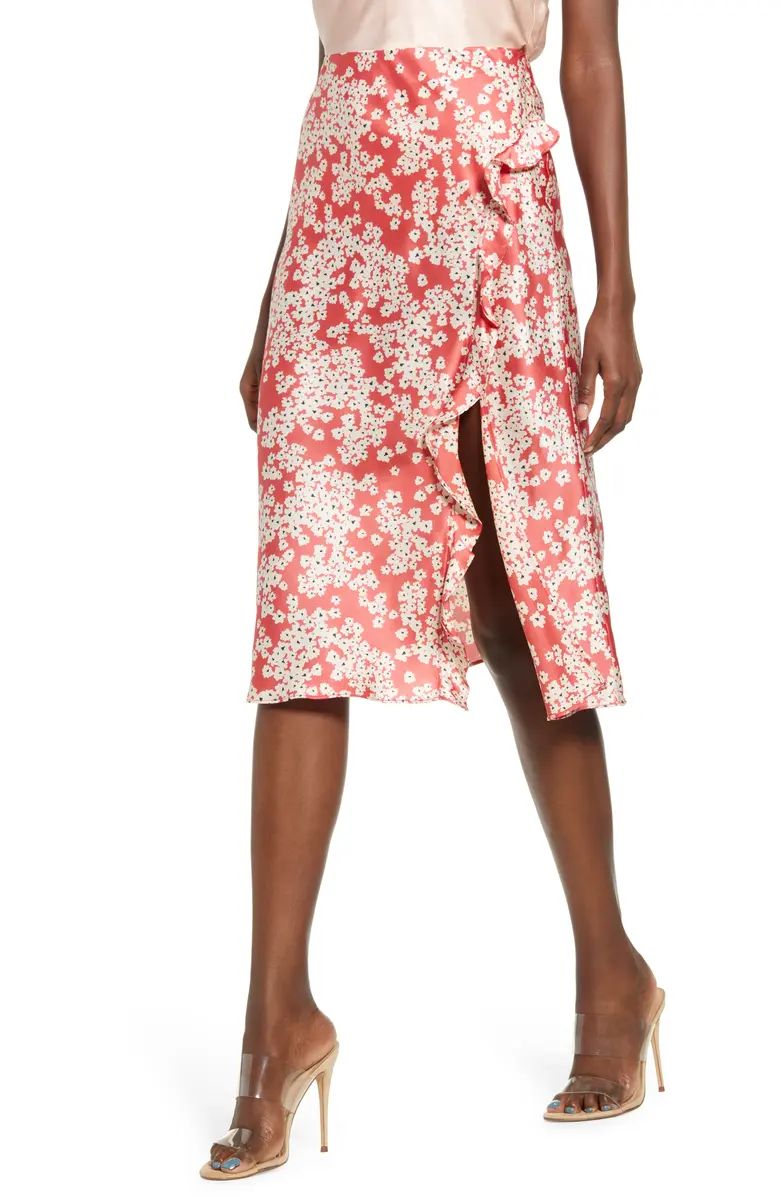 Floral Ruffle Slit Skirt | Nordstrom