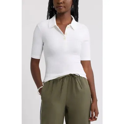 caslon(r) Ribbed Polo in White at Nordstrom, Size X-Small | Nordstrom