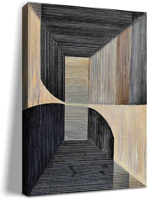 NANKAI Art Contemporary Minimalist Black and tan Texture Art Oil painting 45x30 inch wall Abstrac... | Amazon (US)