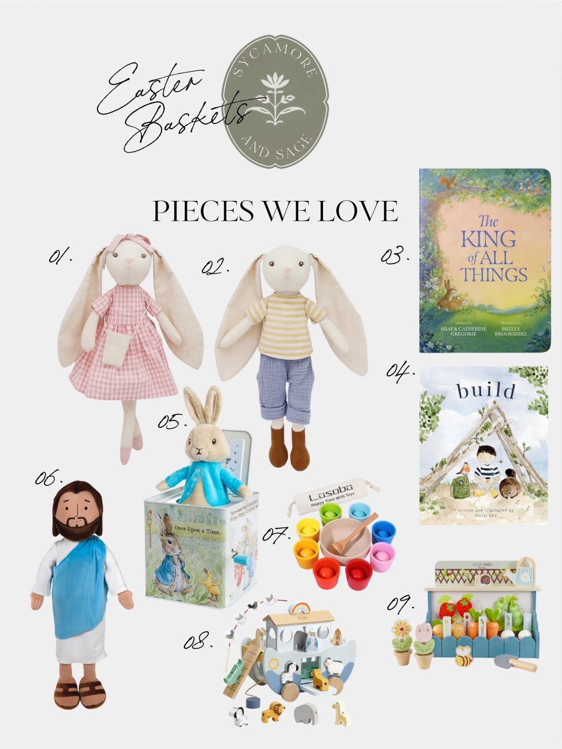 Creating Easter baskets that feel sweet, meaningful, and beautifully curated 🤍

I’m skipping the filler toys this year and choosing pieces they’ll actually treasure, soft heirloom bunnies, faith-based books, timeless wooden toys, and quality pieces that feel special.

A little vintage, a little thoughtful, and intentionally chosen.

Sharing all of our favorite finds linked here 🐰✨

#SycamoreAndSage #EasterBaskets #HeirloomToys #IntentionalLiving #LTKhome

#LTKBaby #LTKSeasonal #LTKmomlife