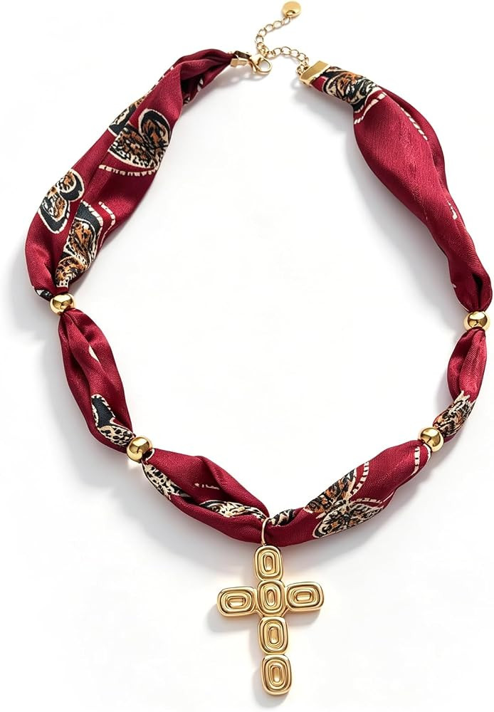HUASAI Cross Faith Necklace for Women, Coastal Beach, Lace Detail, Scarf Bandana, Beach Vacation ... | Amazon (US)