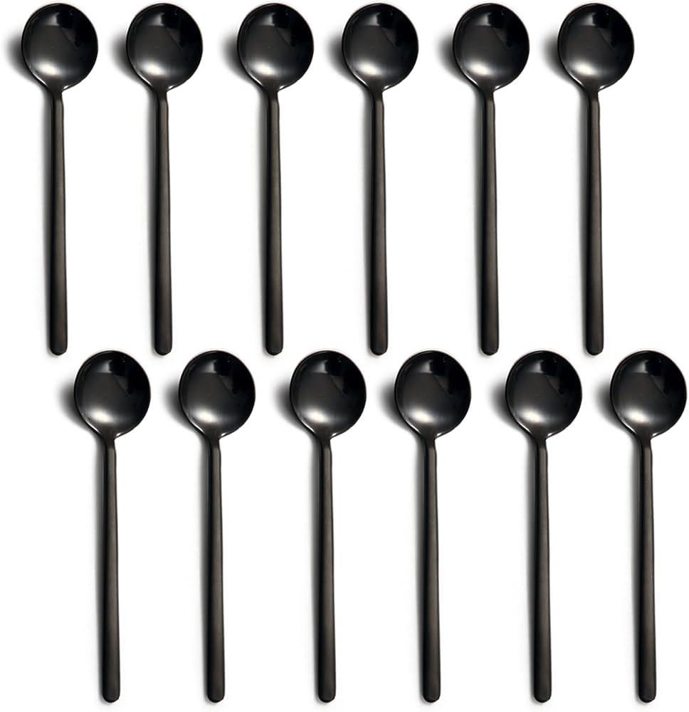 Dicunoy 12 Pack Black Espresso Spoons, 18/10 Stainless Steel Mini Coffee Teaspoons, 5 Inch Small ... | Amazon (US)
