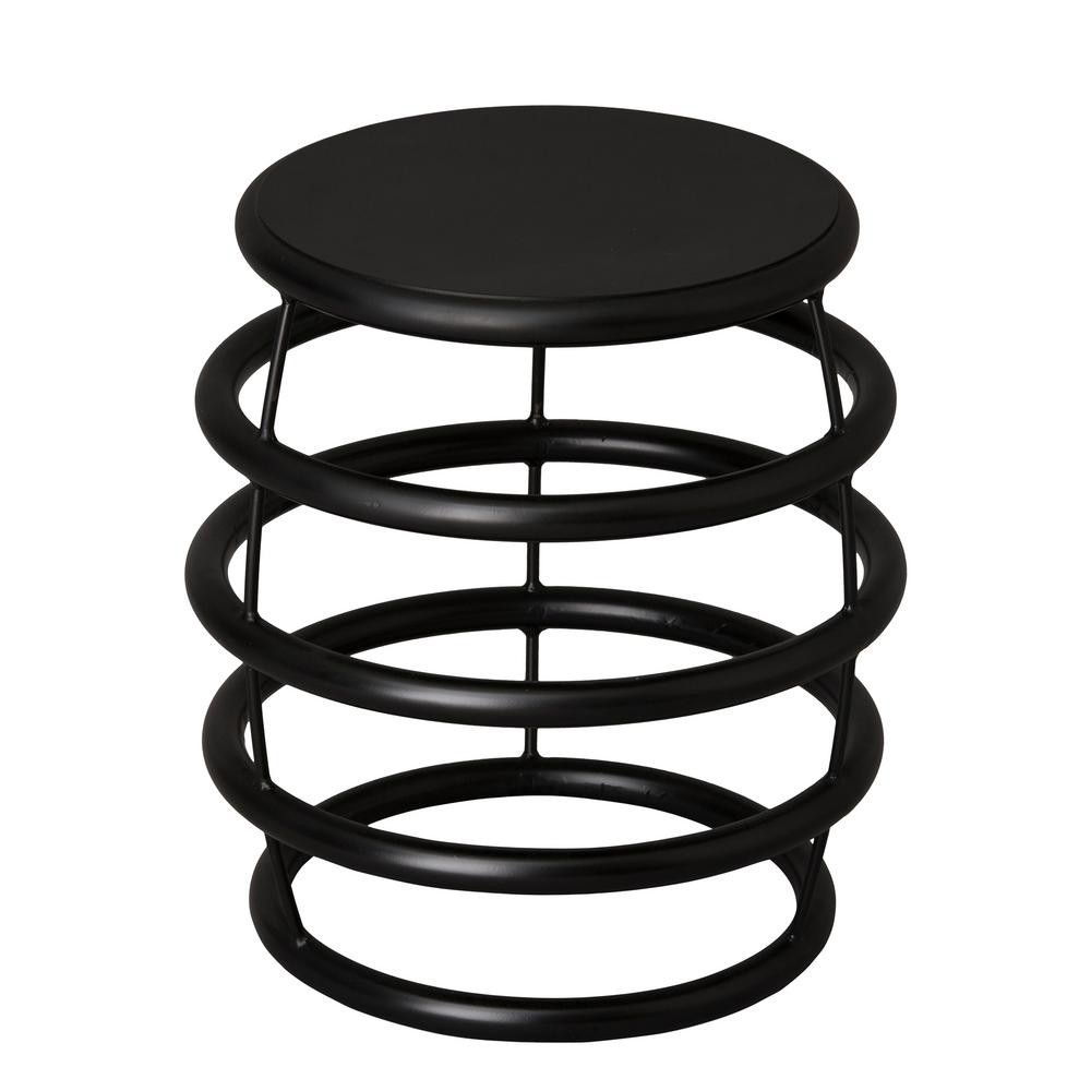 Emissary Rings Black Metal Outdoor Side Table | The Home Depot