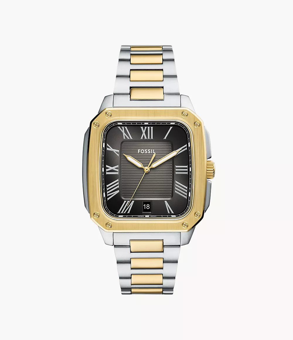 Crosby Three-Hand Date Two-Tone Stainless Steel Watch | Fossil (US)