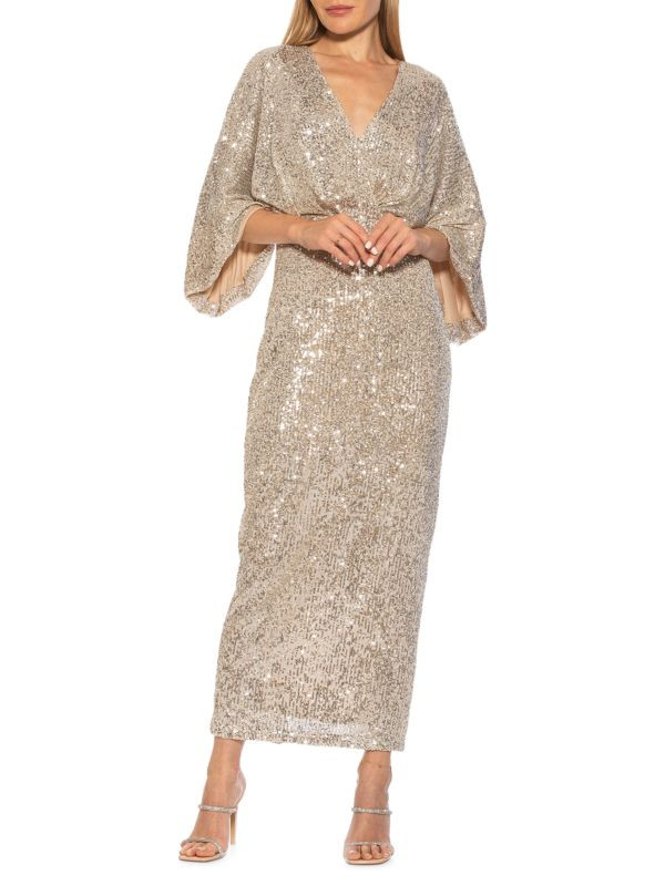 Alexia Admor Selene Sequin Surplice Draped Dolman Sleeve Gown on SALE | Saks OFF 5TH | Saks Fifth Avenue OFF 5TH