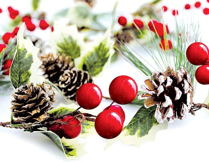 Winter Garland Christmas Decoration of Red Berries, Pine Cones, Holly & Evergreen Pine Needle –... | Amazon (US)
