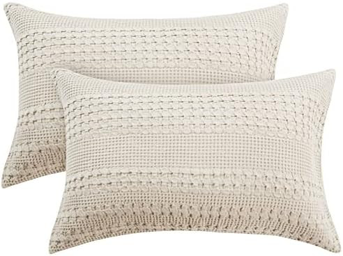 PHF 100% Cotton Waffle Pillowcases Standard Size, 2 Pack Soft Breathable Skin-Friendly Pillow Sham,D | Amazon (US)