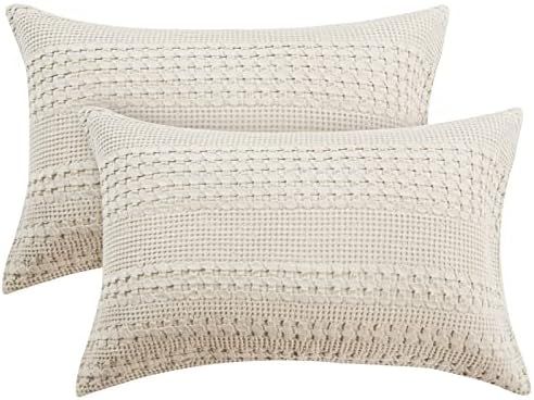 PHF 100% Cotton Waffle Pillowcases Standard Size, 2 Pack Soft Breathable Skin-Friendly Pillow Sham,D | Amazon (US)
