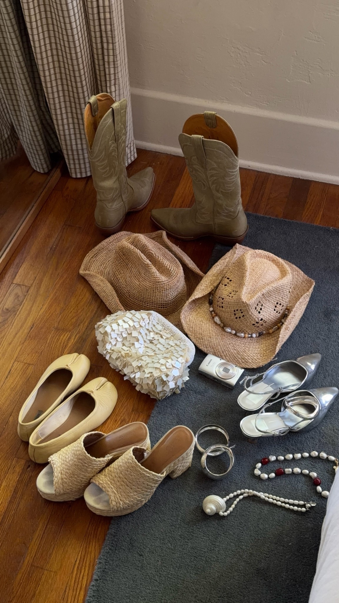 The woven heels are thrifted but brand is universal threads from Target! & silver heels are old from Dolce Vita
