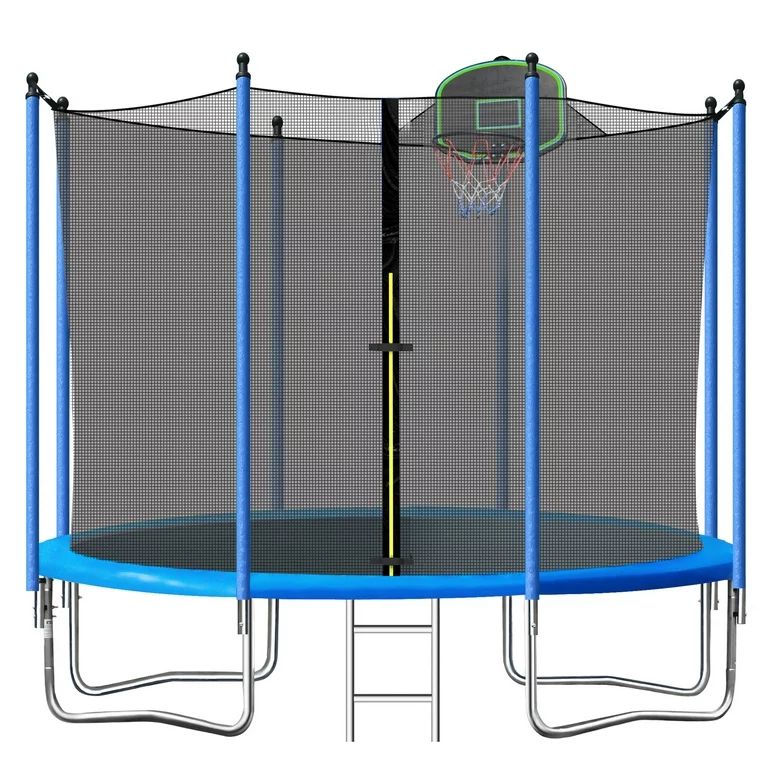 SEGMART 10ft Trampoline for Kids with Basketball Hoop and Enclosure Net/Ladder,Blue - Walmart.com | Walmart (US)